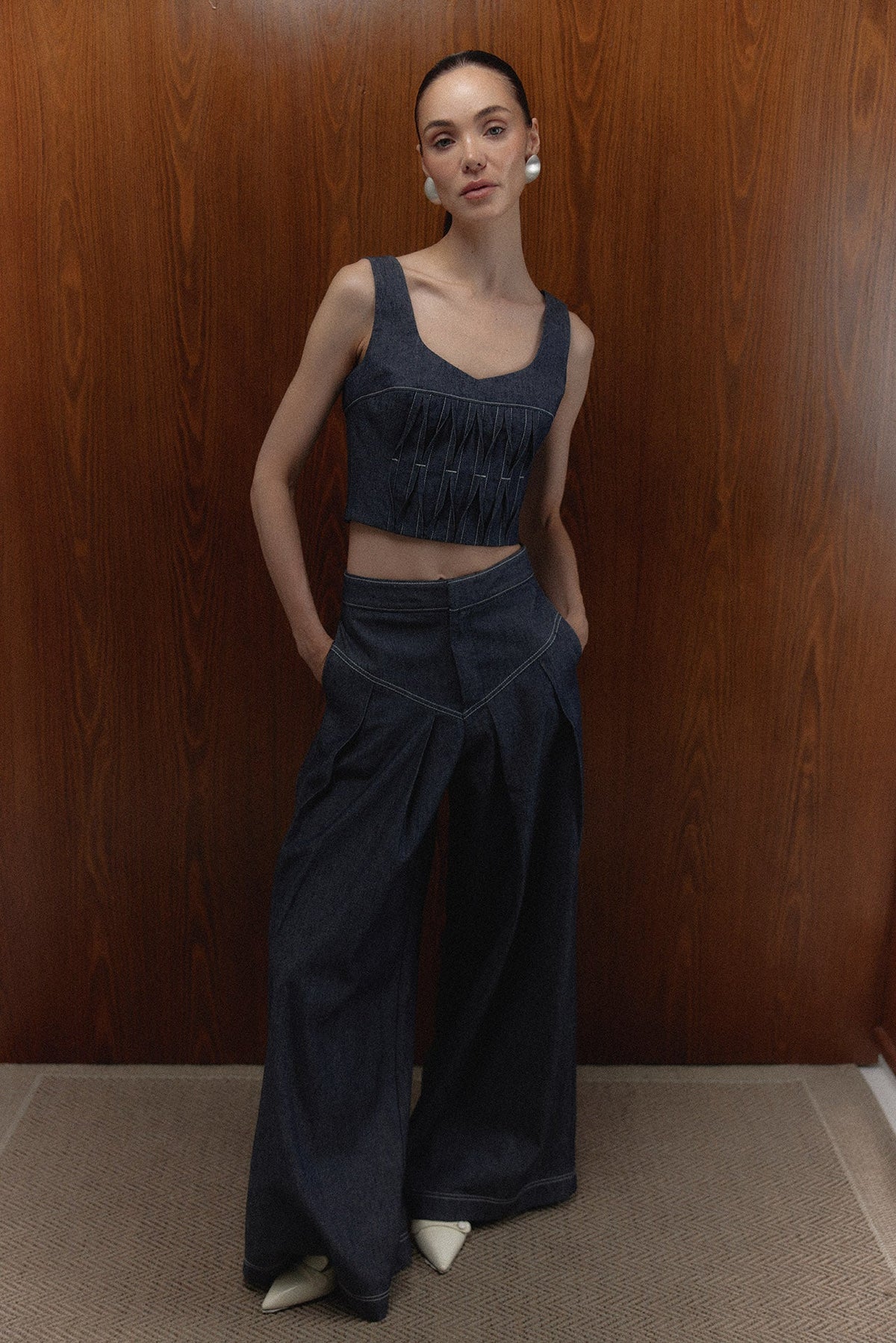The Malena Denim Top with the Echo Pants — Sanna, The Gentlewoman campaign