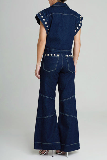 THE JACKIE DENIM TOP (EMBELLISHED)