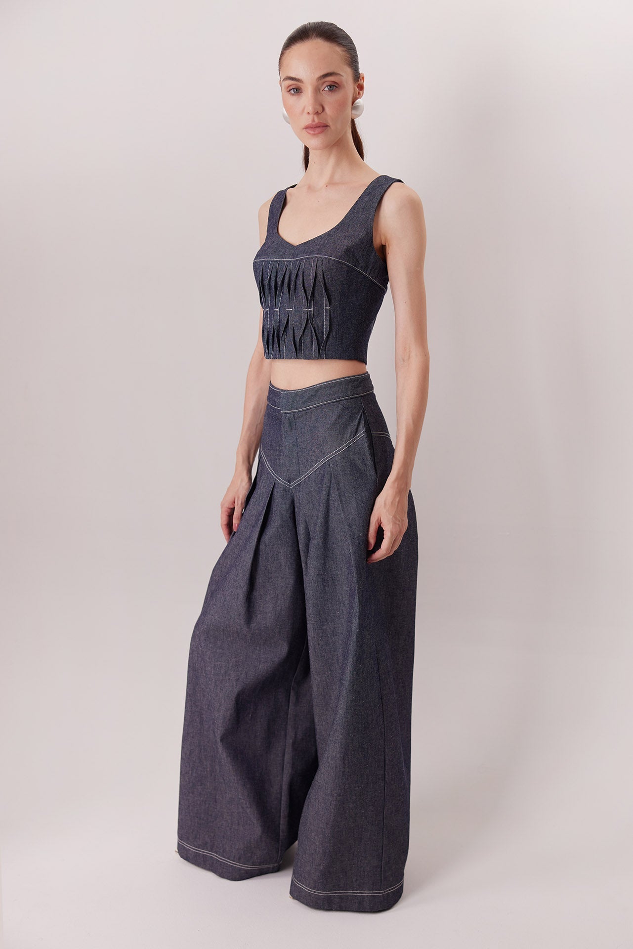 The Malena Denim Top with the Echo Pants — Sanna, The Gentlewoman collection