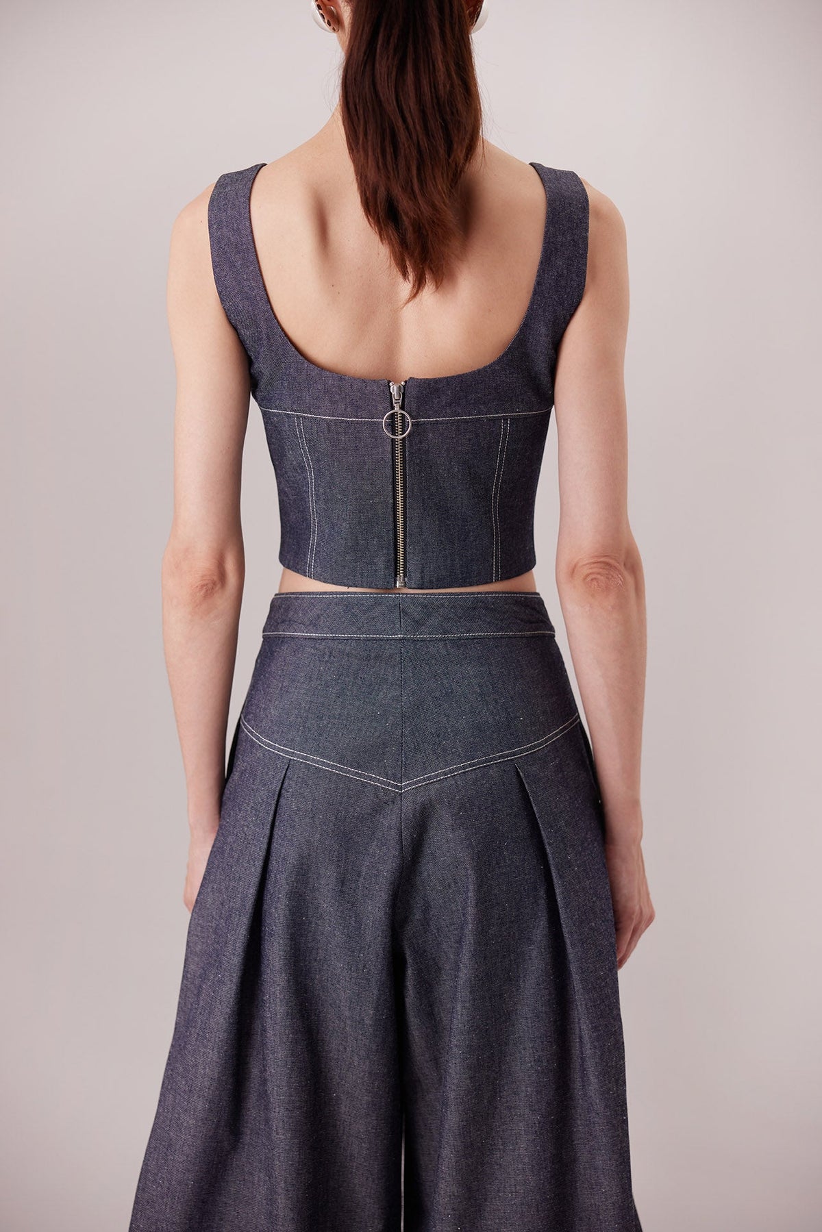 The Malena Denim Top, back zip detail — Sanna, The Gentlewoman collection