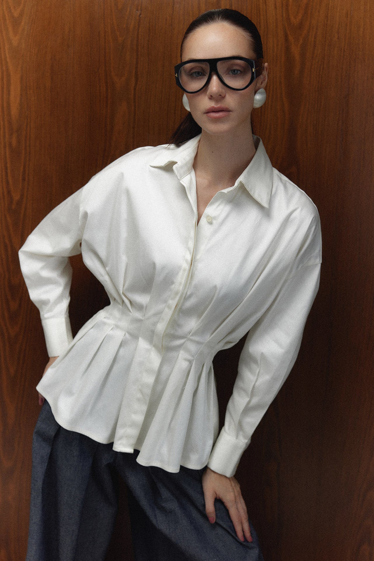 The Maxine Shirt in ivory — Sanna, The Gentlewoman campaign