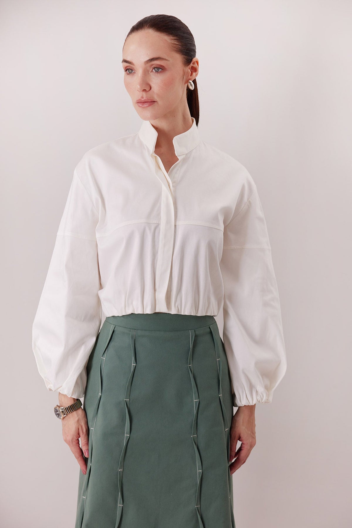 The Harlan Shirt, voluminous sleeve detail — Sanna, The Gentlewoman collection