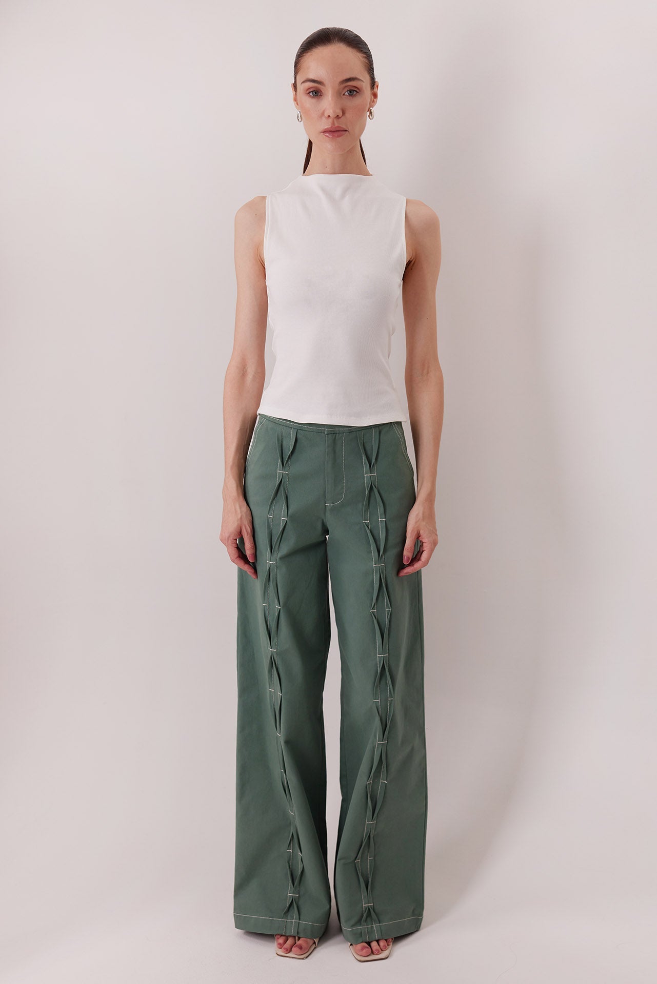 The Consani Top in ivory with the Bardi Pants — Sanna, The Gentlewoman collection