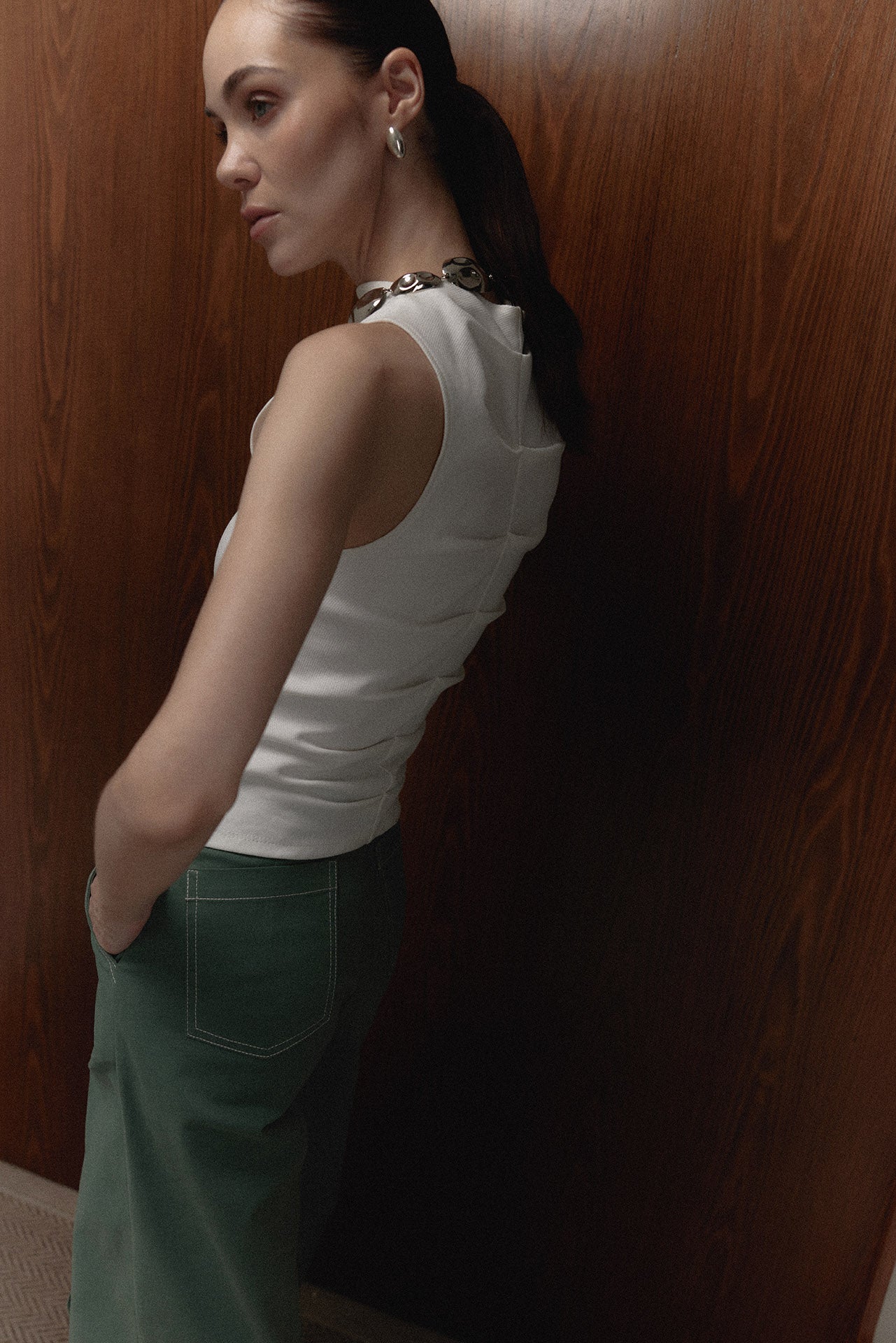 The Consani Top in ivory, back view — Sanna, The Gentlewoman campaign