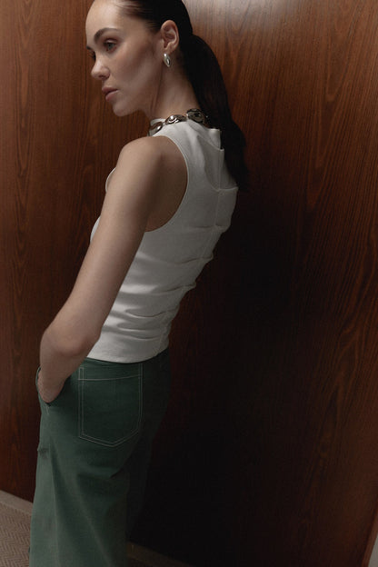 The Consani Top in ivory, back view — Sanna, The Gentlewoman campaign