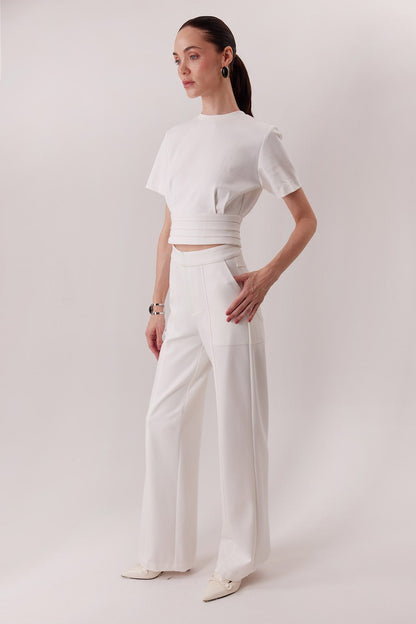 The Elton Pants in ivory with the Polly Top — Sanna, The Gentlewoman collection