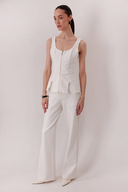 The Elton Pants in ivory with the Esme Top — Sanna, The Gentlewoman collection