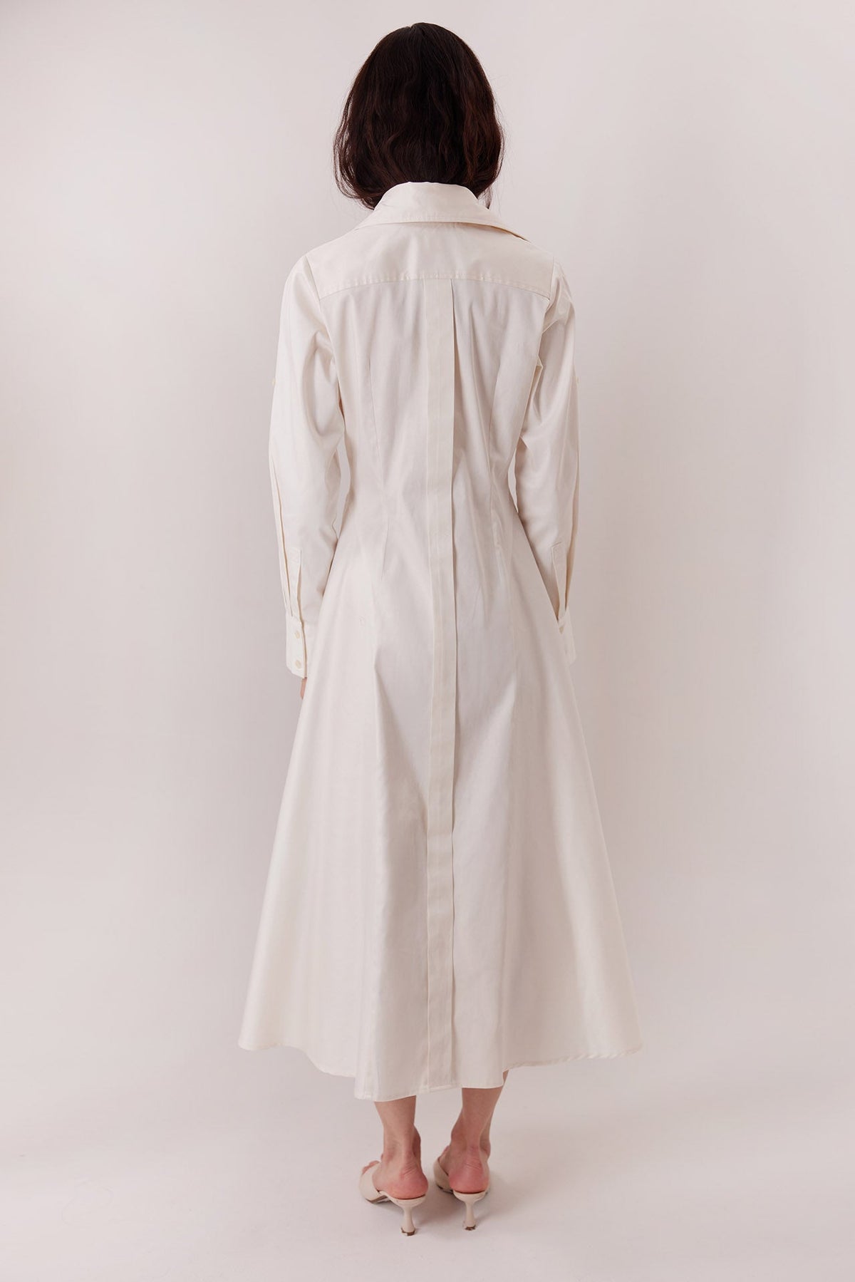 The Allen Shirt Dress, center-back pleat — Sanna, The Gentlewoman collection