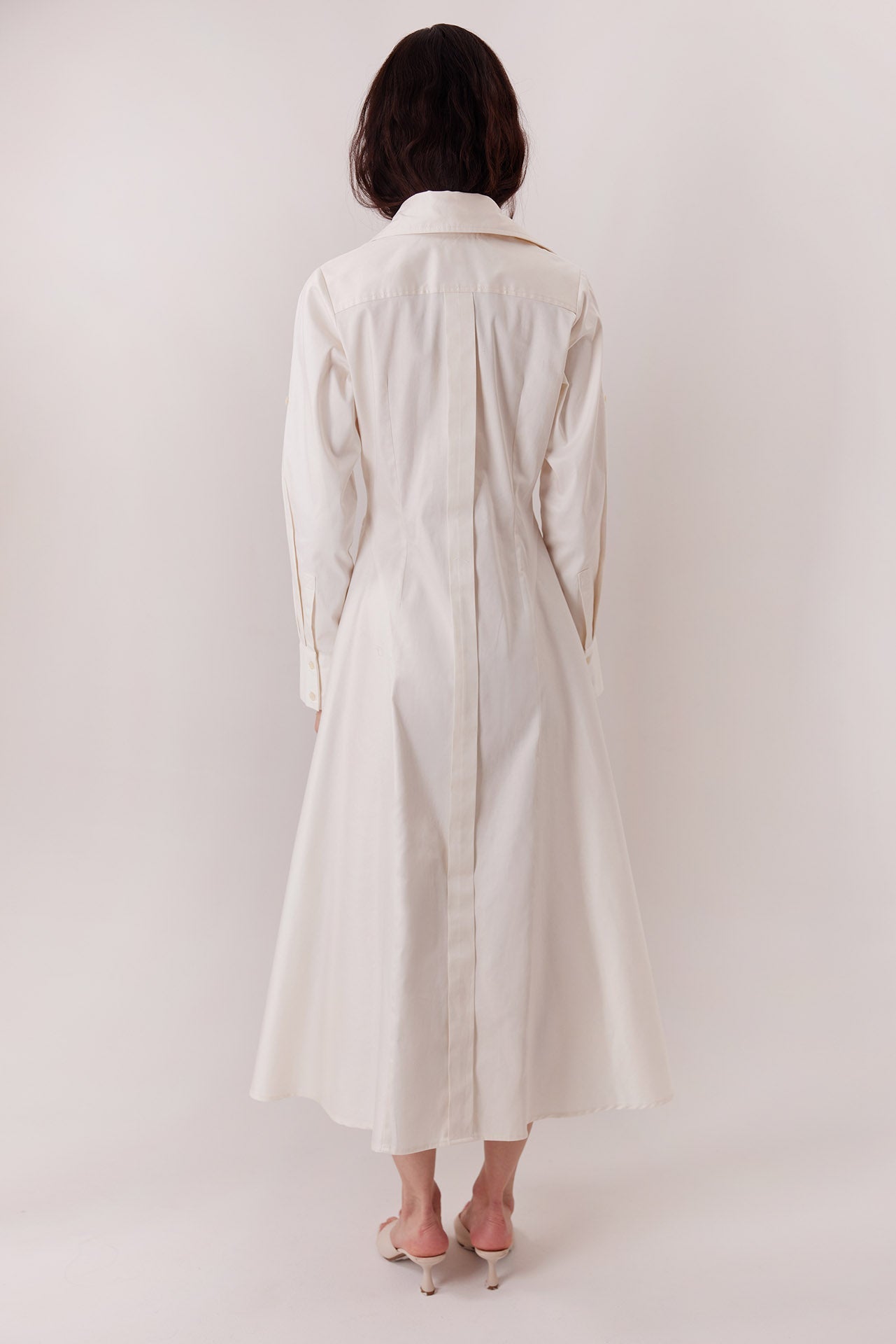 The Allen Shirt Dress, center-back pleat — Sanna, The Gentlewoman collection