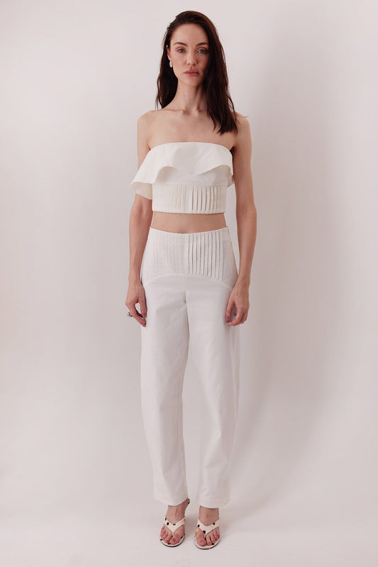 The Gemma Top in ivory with the Gemma Pants — Sanna, The Gentlewoman collection