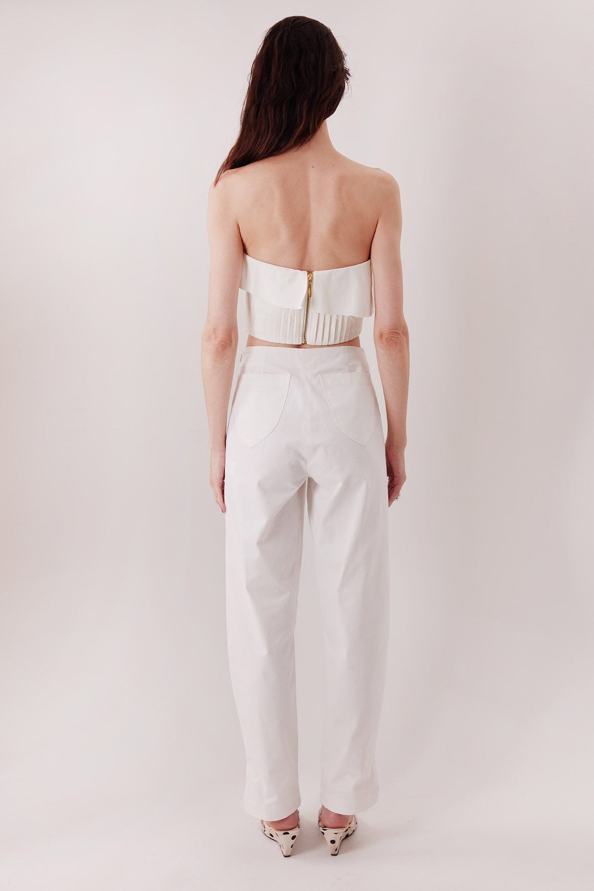 The Gemma Pants in ivory, back view — Sanna, The Gentlewoman collection