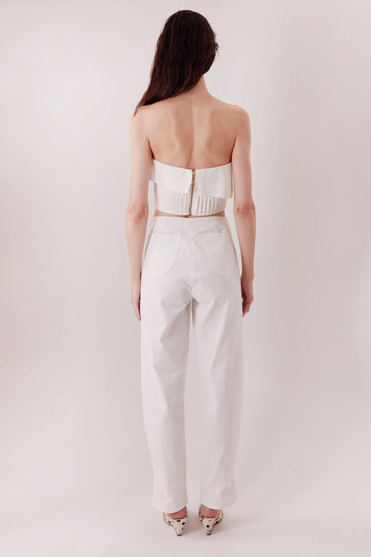 The Gemma Pants in ivory, back view — Sanna, The Gentlewoman collection