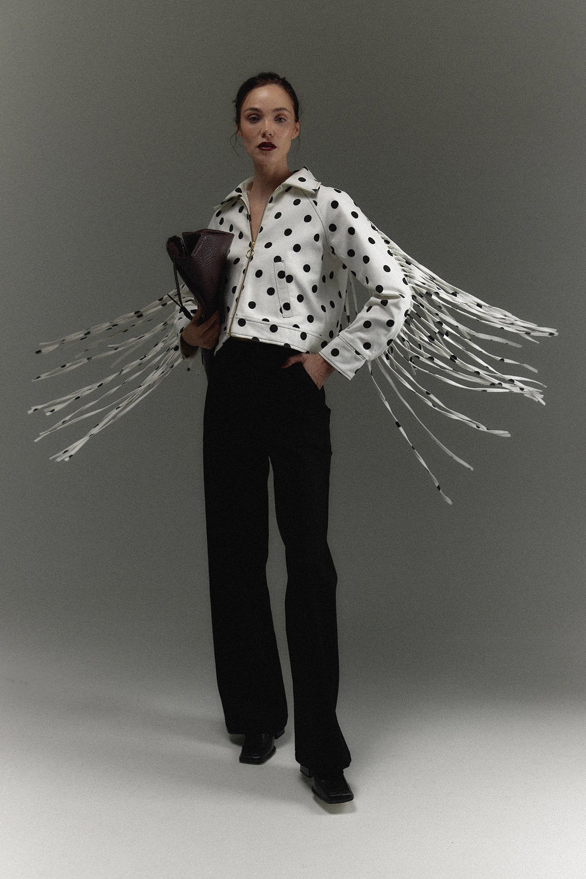 The Elton Pants in black with the MonteNegro Jacket — Sanna, The Gentlewoman campaign