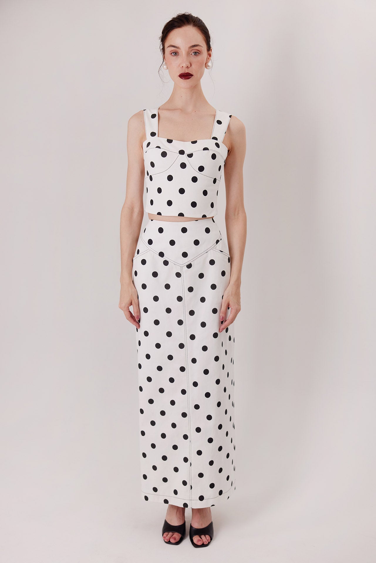 The Ponti Top in polka dots with the Ponti Skirt — Sanna, The Gentlewoman collection