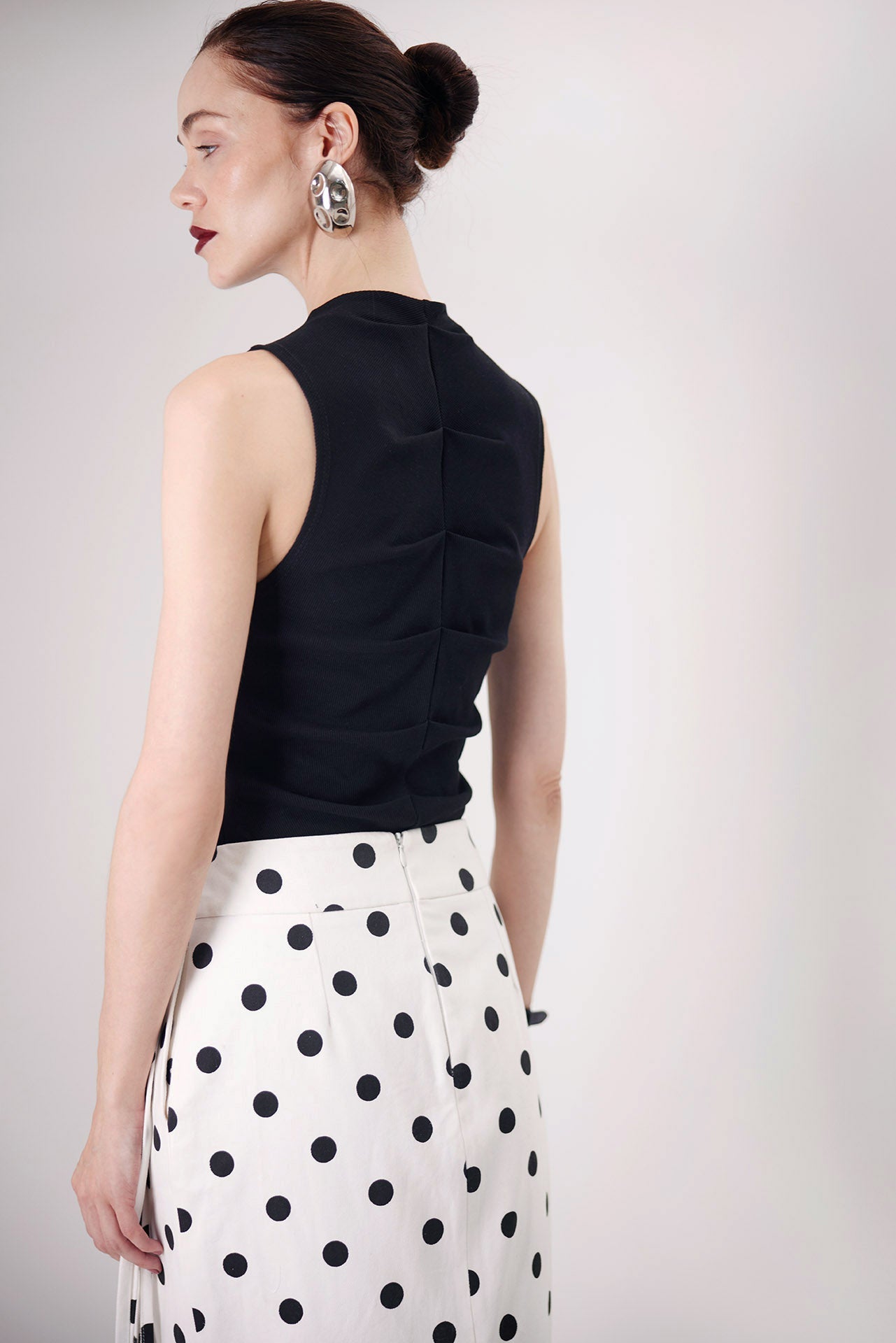 The Ponti Fringe Skirt, back view — Sanna, The Gentlewoman collection