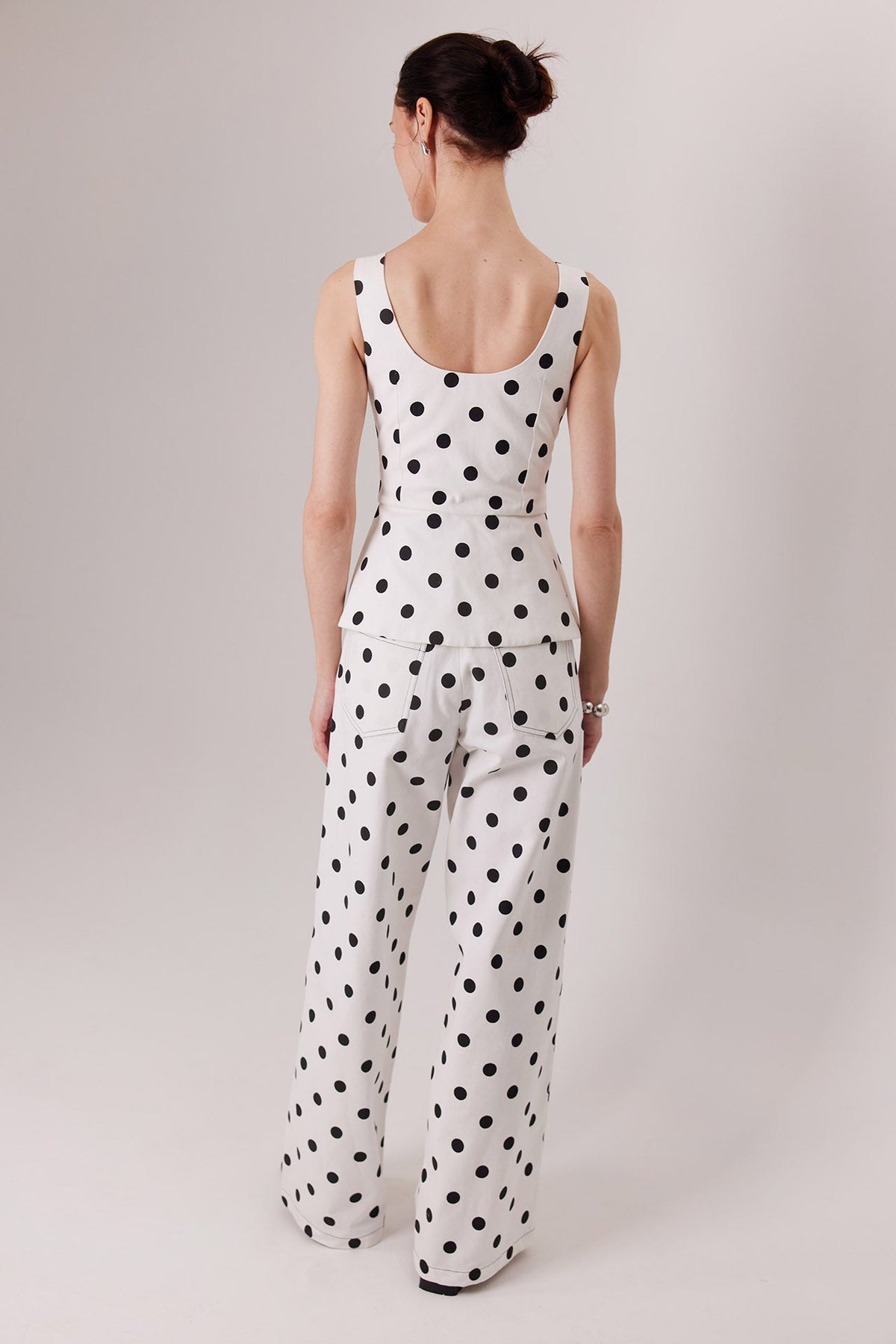 The Esme Ponti Top in polka dots, back view — Sanna, The Gentlewoman collection