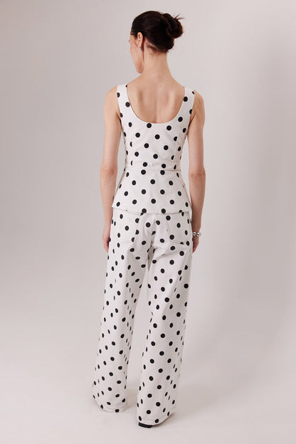 The Esme Ponti Top in polka dots, back view — Sanna, The Gentlewoman collection